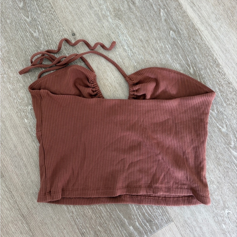 Wilfred Chestnut Ribbed Halter Top - Picture 3 of 3